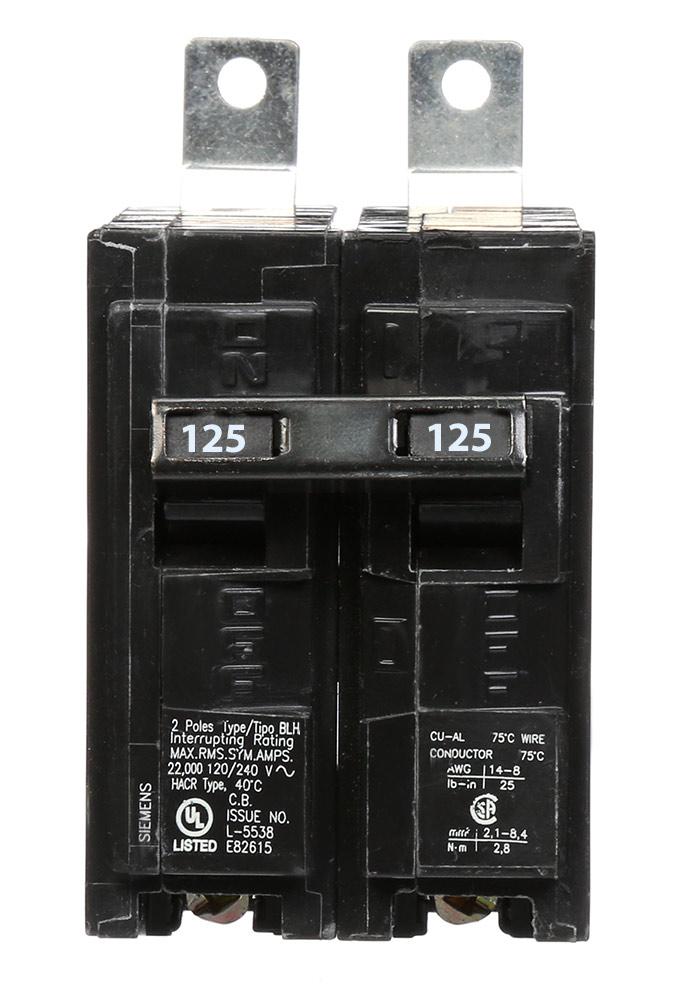 B2125H - Siemens 125 Amp 2 Pole 240 Volt Molded Case Circuit Breaker
