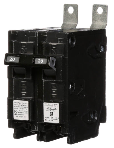 B220HH - Siemens 20 Amp 2 Pole 240 Volt Molded Case Circuit Breaker