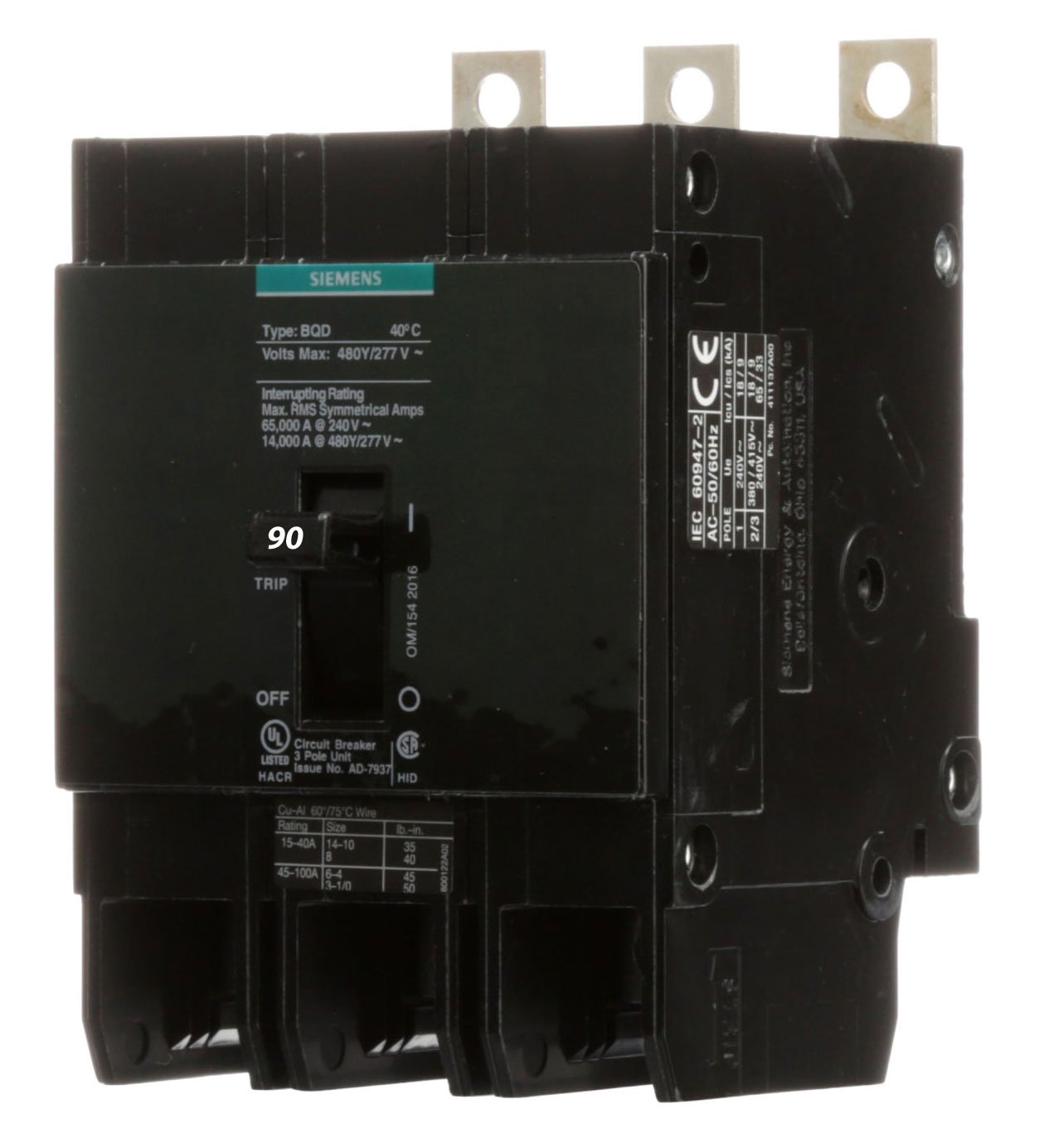 BQD390 - Siemens - 90 Amp Molded Case Circuit Breaker
