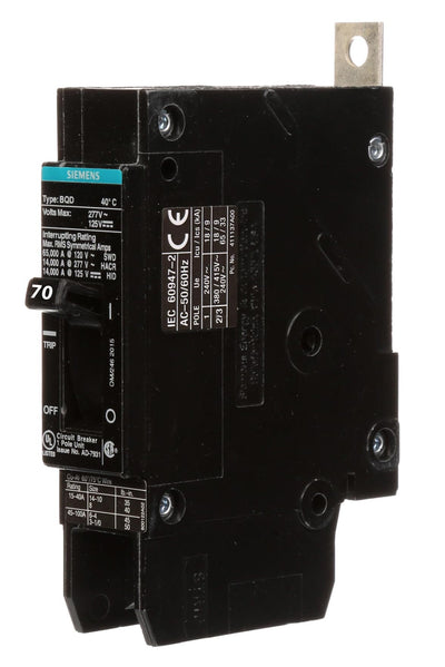 BQD6170 - Siemens 70 Amp 1 Pole 347 Volt Bolt-On Molded Case Circuit Breaker
