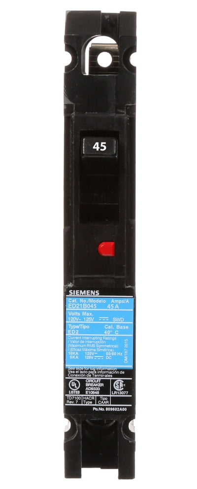 ED21B045 - Siemens 45 Amp 1 Pole 120 Volt Bolt-On Molded Case Circuit Breaker