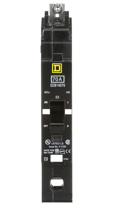 EDB14070 - Square D 70 Amp 1 Pole 277 Volt Bolt-On Molded Case Circuit Breaker