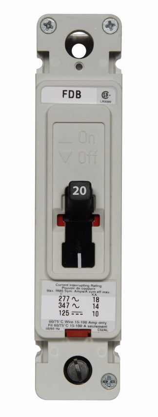 FDB1020L - Eaton Cutler-Hammer 20 Amp 1 Pole 347 Volt Molded Case Circuit Breaker
