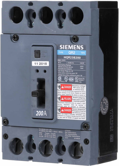 HQR23B200L - Siemens 200 Amp 3 Pole 240 Volt Molded Case Circuit Breaker