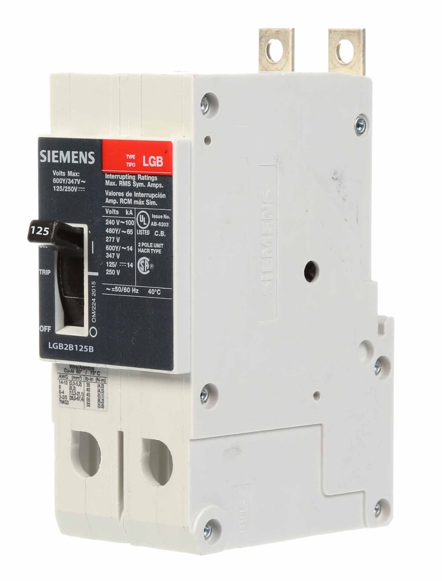 LGB2B125B - Siemens - Molded Case Circuit Breaker
