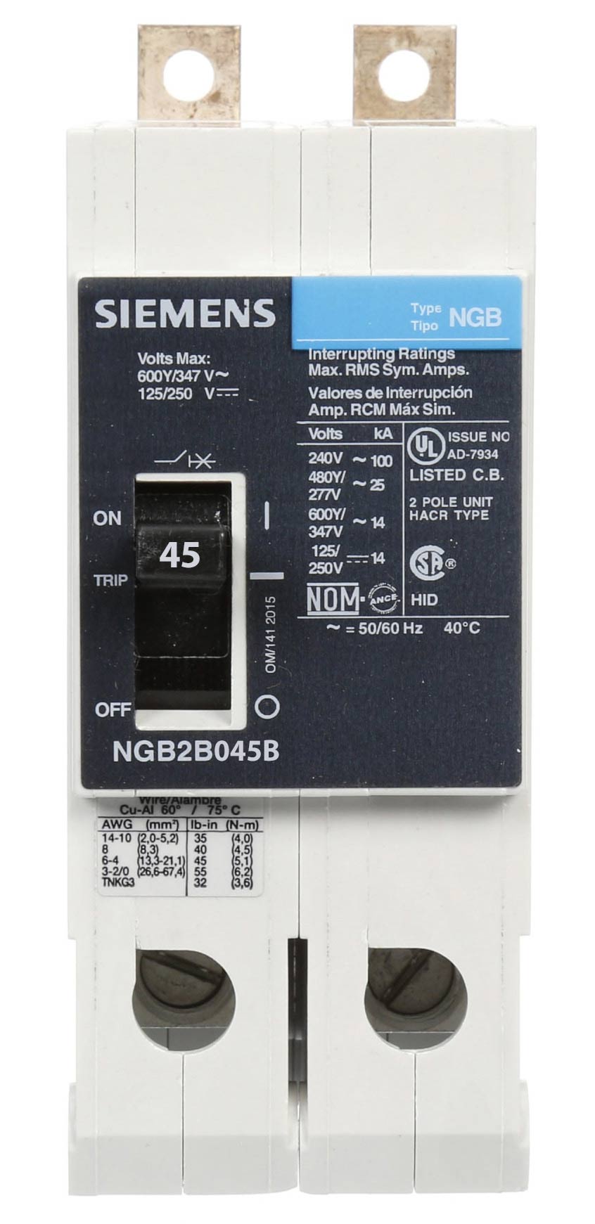 NGB2B045B - Siemens - Molded Case Circuit Breaker