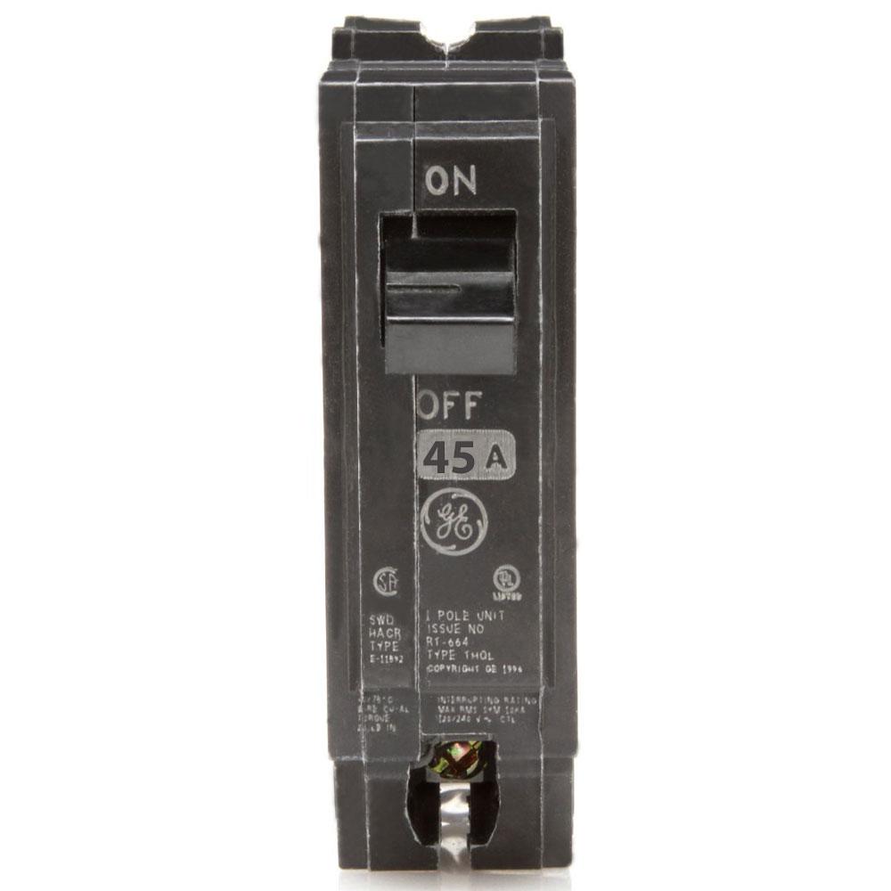 THQL1145 - GE 45 Amp 1 Pole 120 Volt Plug-In Molded Case Circuit Breaker