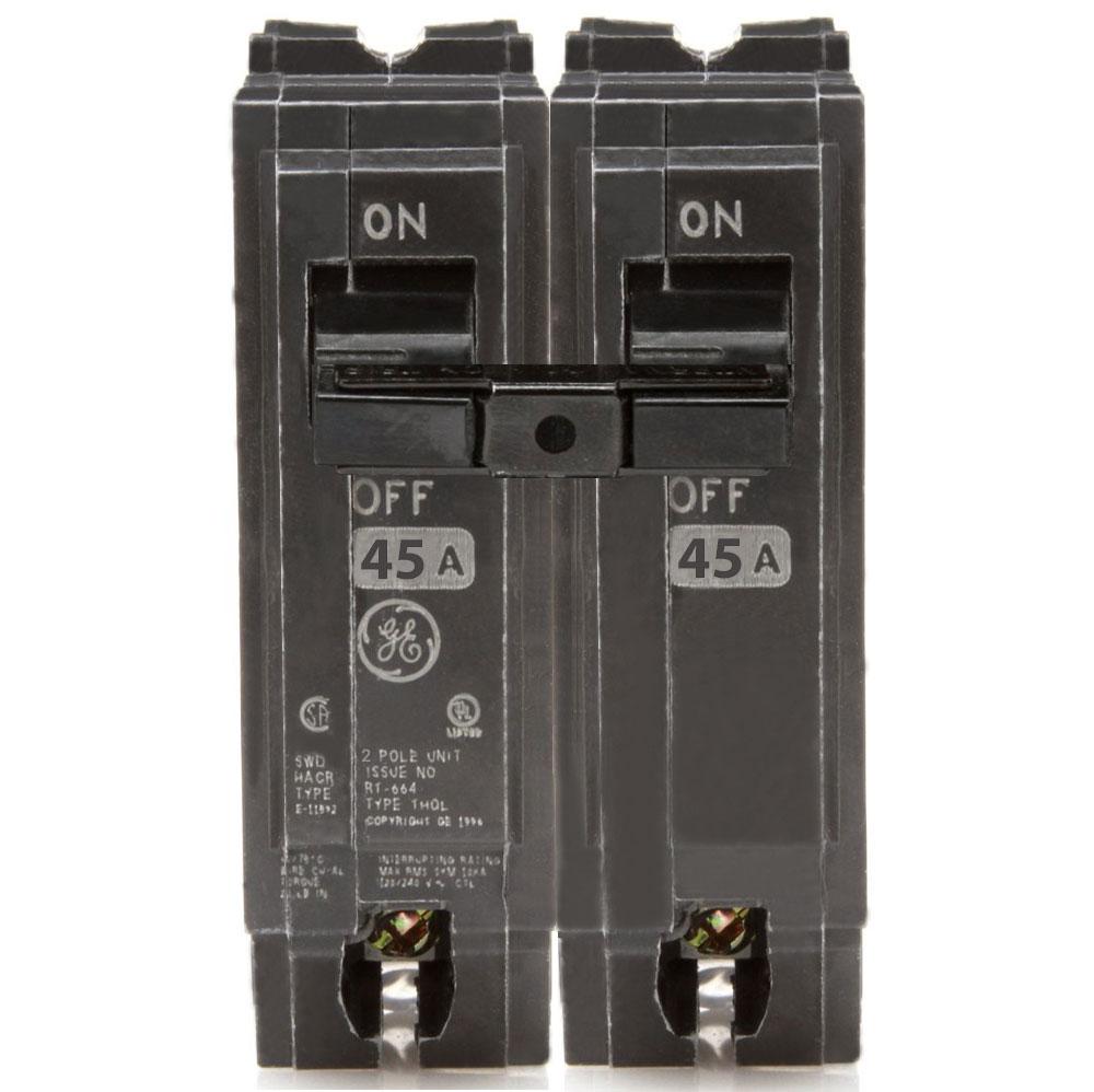 THQL2145 - GE 45 Amp 2 Pole 240 Volt Plug-In Molded Case Circuit Breaker