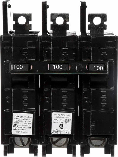 BQ3B100H - Siemens 100 Amp 3 Pole 240 Volt Bolt-On Molded Case Circuit Breaker