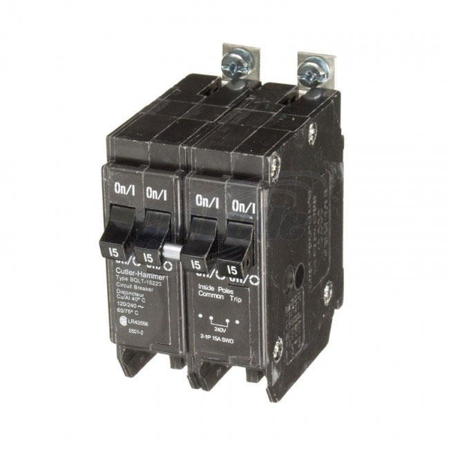 BQLT-15-215 - Commander Bolt-On Space Saver Quad Two 15 Amp Single Pole & One 15 Amp Double Pole Bolt-On Circuit Breaker