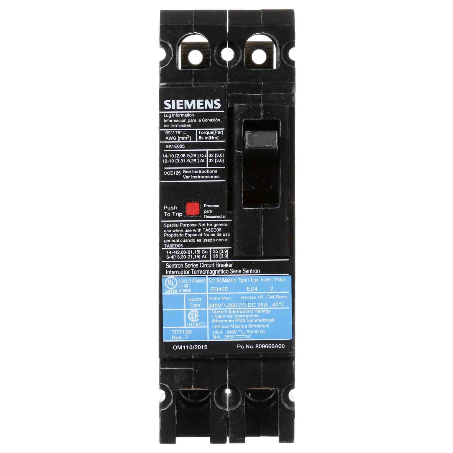 ED42B100 - Siemens - Molded Case Circuit Breaker