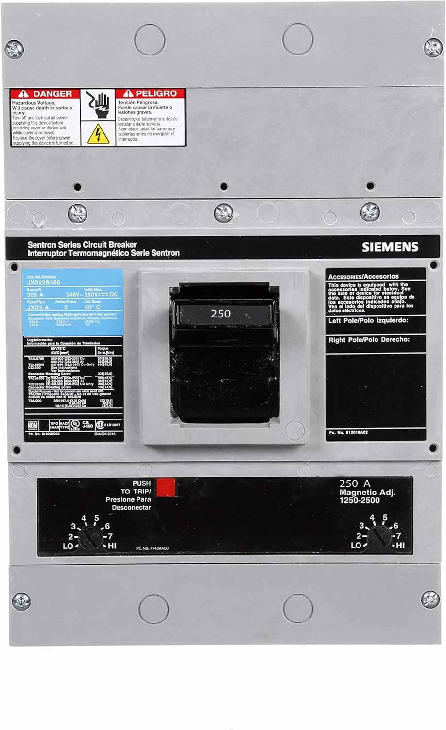 JXD62B250L - Siemens - Molded Case Circuit Breaker
