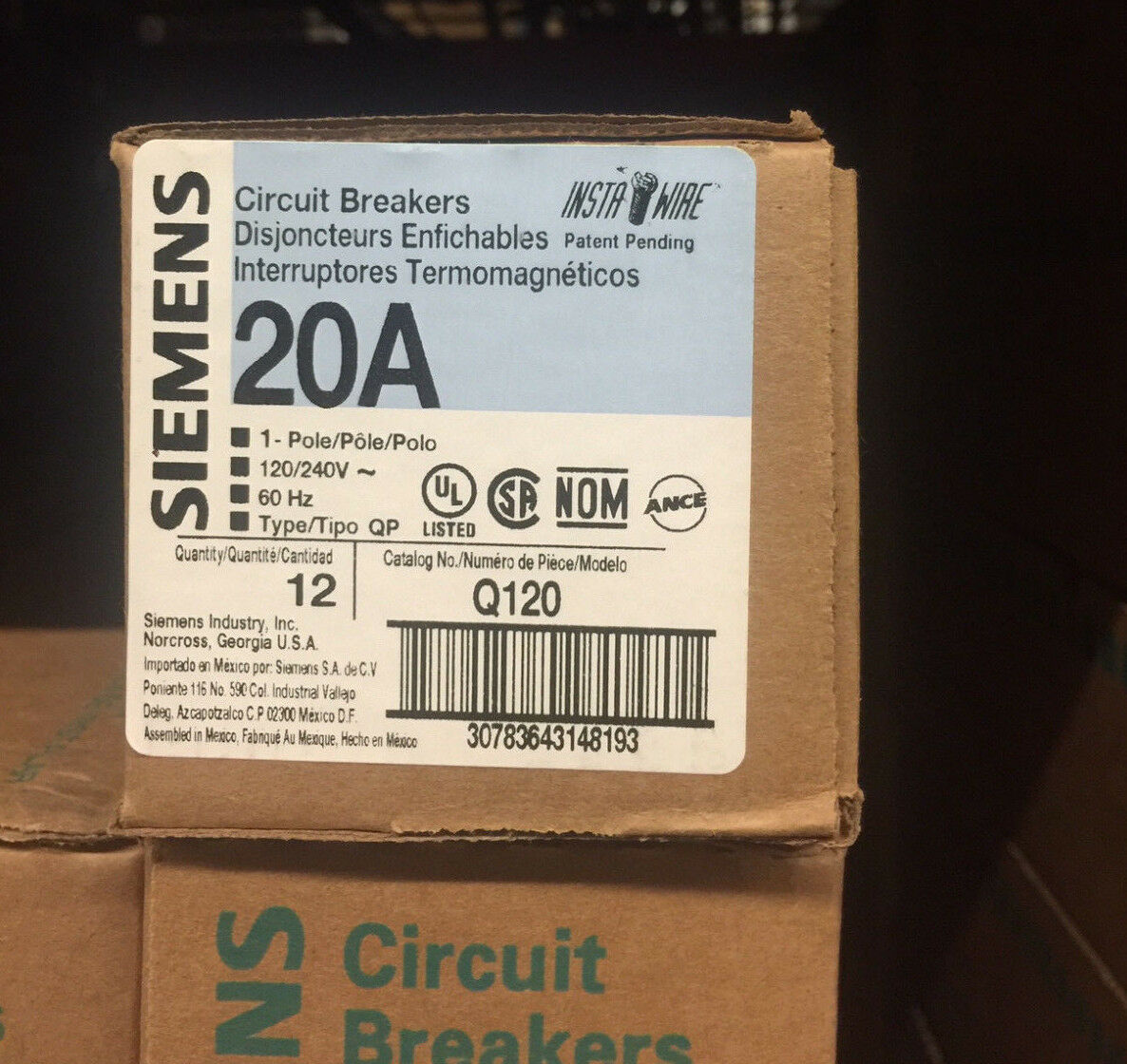 Q120 - (Lot of 48 pcs) Siemens 20 Amp Single Pole Circuit Breaker