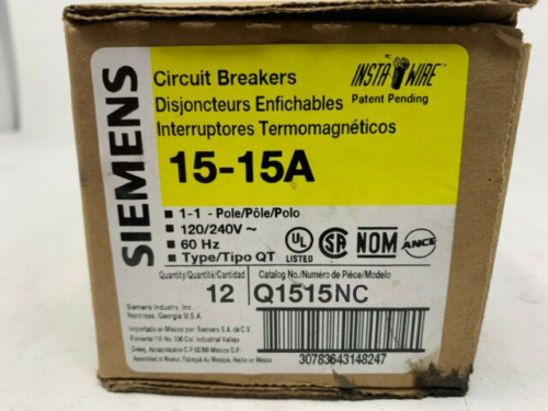 Q1515NC - (Box of 12, no clip) - Siemens 15 Amp Tandem Breaker