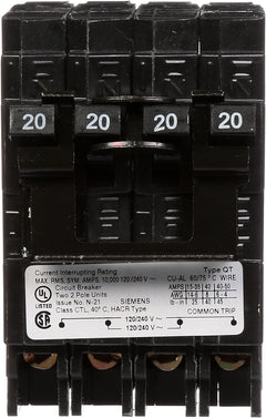 Q22020CT2 - Siemens 20 Amp 2 Pole 240 Volt Plug-In Molded Case Circuit Breaker