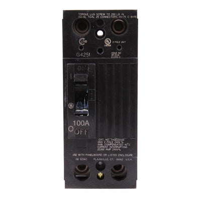 THQD22100WL - GE 100 Amp 2 Pole 240 Volt Molded Case Circuit Breaker